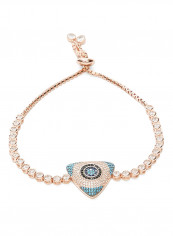 925 Sterling Silver Triangle Evil Eye Adjustable Bracelet