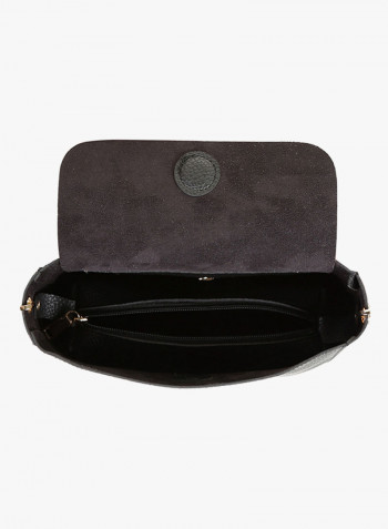 Flap Closure Shoulder Bag Black