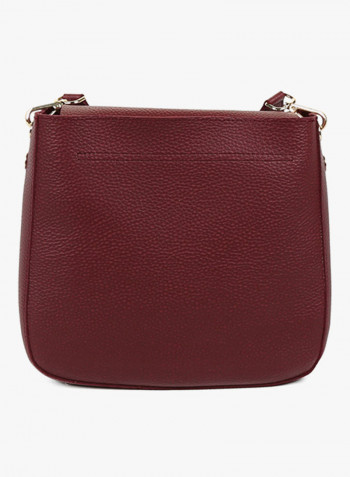 Flap Closure Shoulder Bag Claret Red