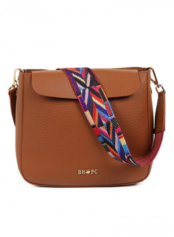 Flap Closure Shoulder Bag Tan