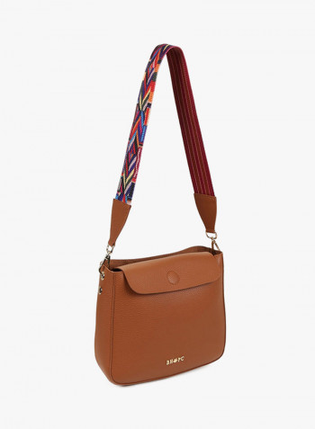 Flap Closure Shoulder Bag Tan