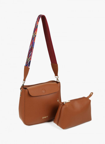 Flap Closure Shoulder Bag Tan