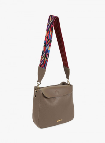 Flap Closure Shoulder Bag Dark Mink