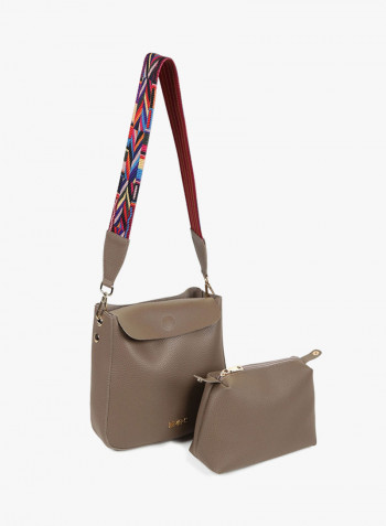 Flap Closure Shoulder Bag Dark Mink