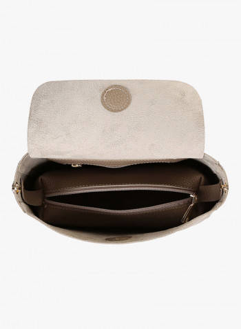 Flap Closure Shoulder Bag Dark Mink