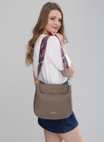 Flap Closure Shoulder Bag Dark Mink