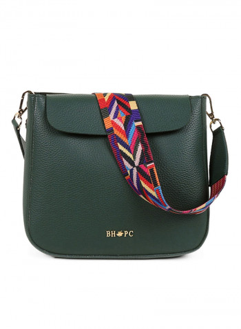 Flap Closure Shoulder Bag Green