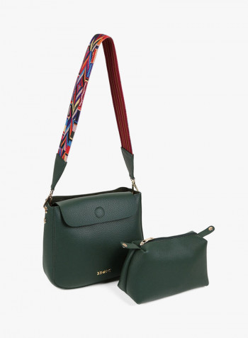 Flap Closure Shoulder Bag Green