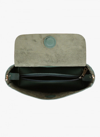 Flap Closure Shoulder Bag Green