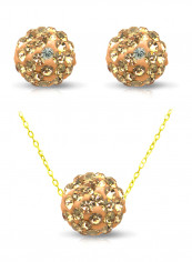 10 Karat Solid Yellow Gold Simple 10 mm Crystal Ball Jewellery Set