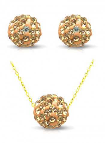 10 Karat Solid Yellow Gold Simple 10 mm Crystal Ball Jewellery Set