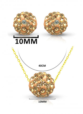 10 Karat Solid Yellow Gold Simple 10 mm Crystal Ball Jewellery Set