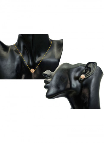 10 Karat Solid Yellow Gold Simple 10 mm Crystal Ball Jewellery Set