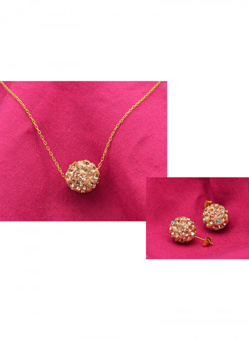 10 Karat Solid Yellow Gold Simple 10 mm Crystal Ball Jewellery Set