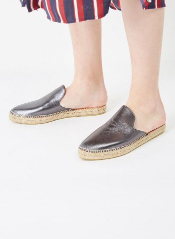 Ona-P Leather Slip-on Mule Espadrille Lead