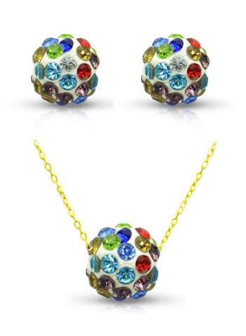 10 Karat Solid Yellow Gold Simple 10 mm Crystal Ball Jewellery Set