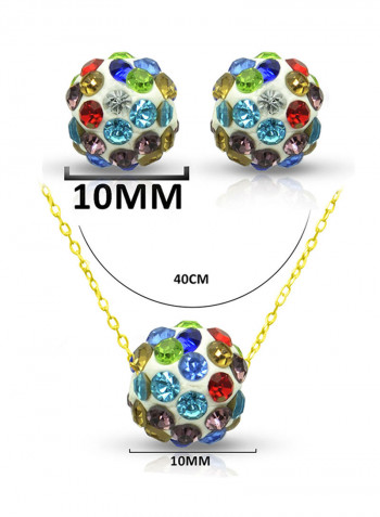 10 Karat Solid Yellow Gold Simple 10 mm Crystal Ball Jewellery Set