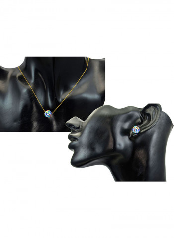 10 Karat Solid Yellow Gold Simple 10 mm Crystal Ball Jewellery Set