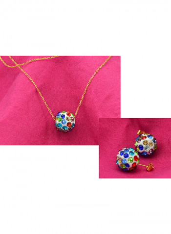 10 Karat Solid Yellow Gold Simple 10 mm Crystal Ball Jewellery Set