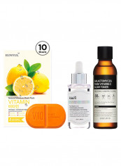 Eunyul natural moisture mask pack + V10 pure vitamin C soap bar + Klairs freshly juiced drop + galactomyces pure vitamin C glow toner 435ml x 106g