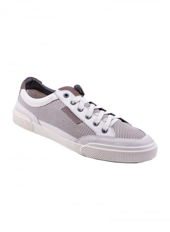 Lace-Up Low Top Sneakers Brown/White