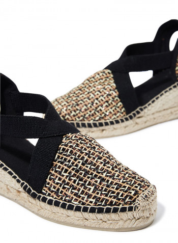 Terra Pitta Espadrille Wedges Black