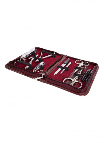 10-Piece Manicure Pedicure Grooming Set With Case Multicolour
