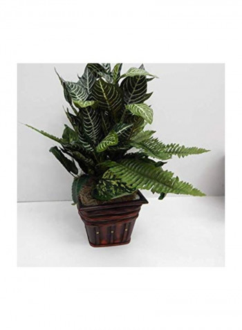 Decorative Silk Plant With Pot Green/Brown/White