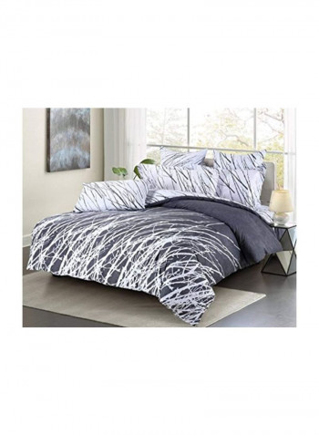3-Piece Cotton Bedding Set Grey/White Queen