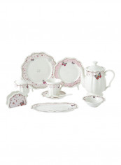 42-Piece Dinner Set White/Pink