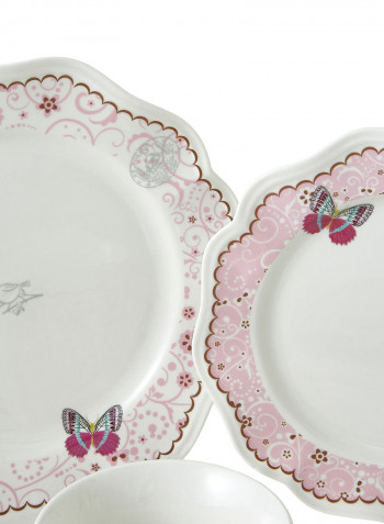 42-Piece Dinner Set White/Pink