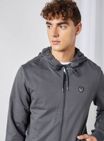 Basic Zip-Through Hoodie Antracite