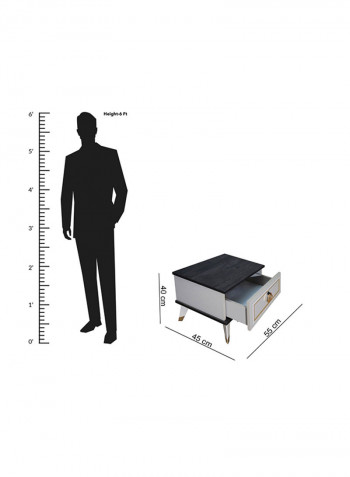 Messina 1-Drawer Nightstand Black/White 55x40x45cm