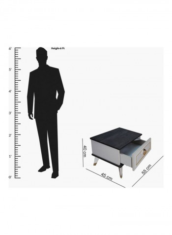 Messina 1-Drawer Nightstand Black/White 55x40x45cm