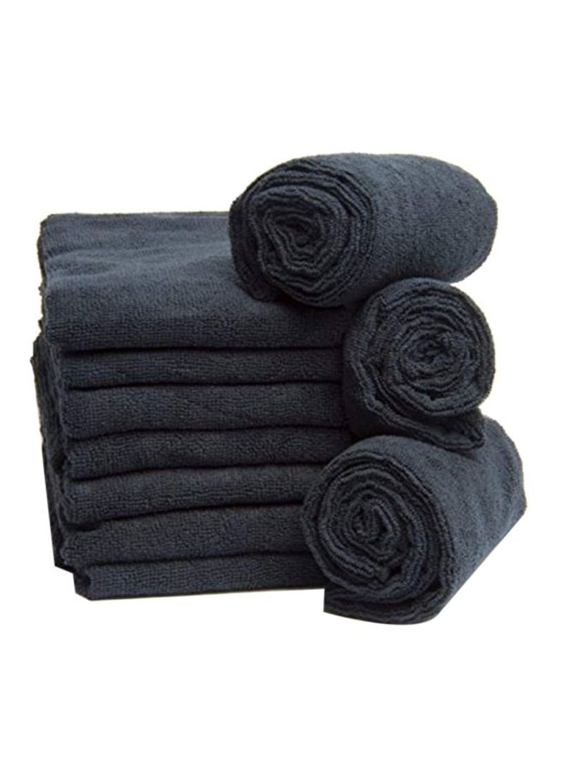 10-Piece Microfiber Hair Drying Towel Set Black