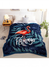 Letter Flamingo Print Blanket Cotton Green 200x230centimeter
