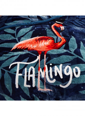 Letter Flamingo Print Blanket Cotton Green 200x230centimeter