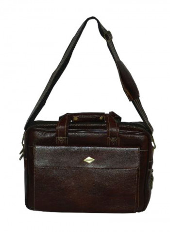 Leather Office Shoulder Bag Brown