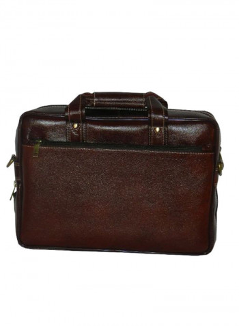 Leather Office Shoulder Bag Brown