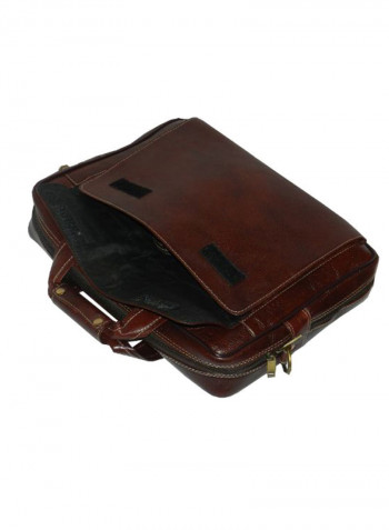 Leather Office Shoulder Bag Brown