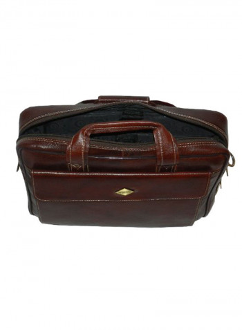 Leather Office Shoulder Bag Brown