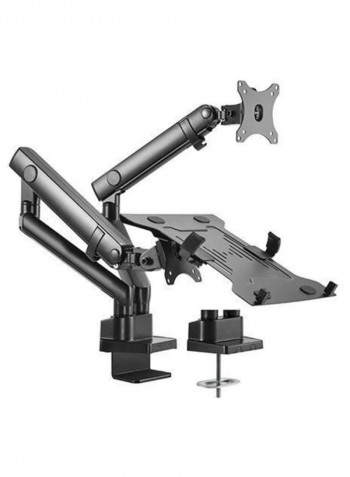 Slim Mechanical Spring Monitor Arm With Laptop Holder Black