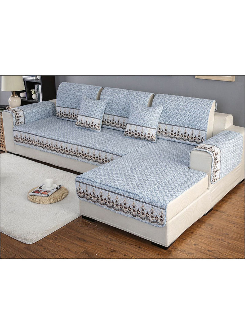 Anti-Skidding Sofa Slipcover Grey/White/Brown 70 x 240centimeter