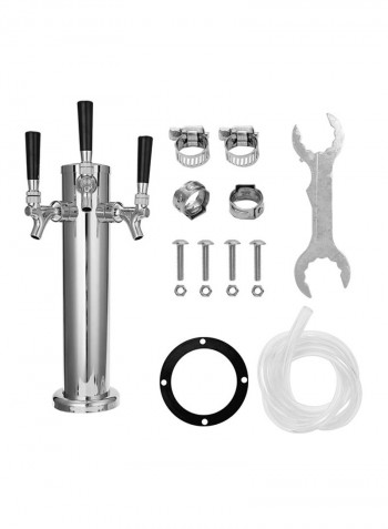 Stainless Steel Beer Tower Tap Set Silver 330millimeter