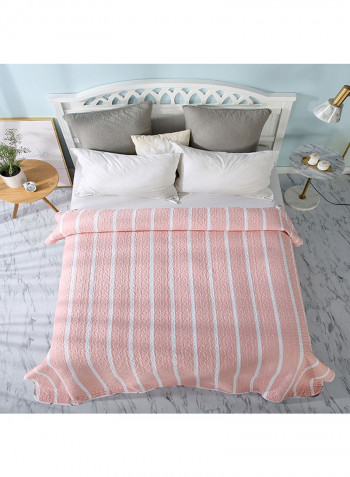 Cotton Simple Print Bedspread Cotton Pink/White 150x200centimeter