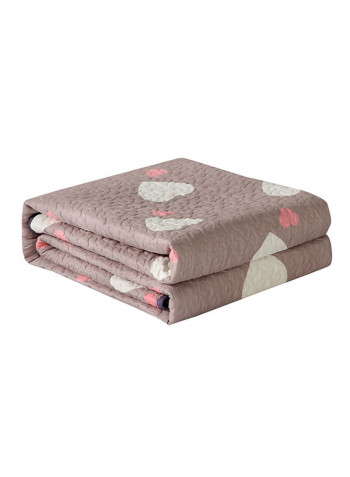 Heart Print Simple Cotton Brushed Colorblock Blanket Cotton Multicolour 150x200centimeter