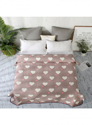 Heart Print Simple Cotton Brushed Colorblock Blanket Cotton Multicolour 150x200centimeter