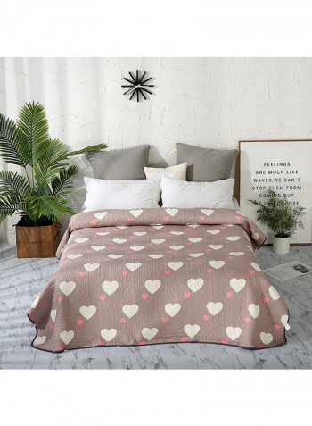 Heart Print Simple Cotton Brushed Colorblock Blanket Cotton Multicolour 150x200centimeter