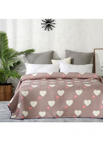 Heart Print Simple Cotton Brushed Colorblock Blanket Cotton Multicolour 150x200centimeter