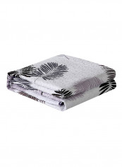 Modern Leaf Print Soft Blanket Cotton White 150x200centimeter